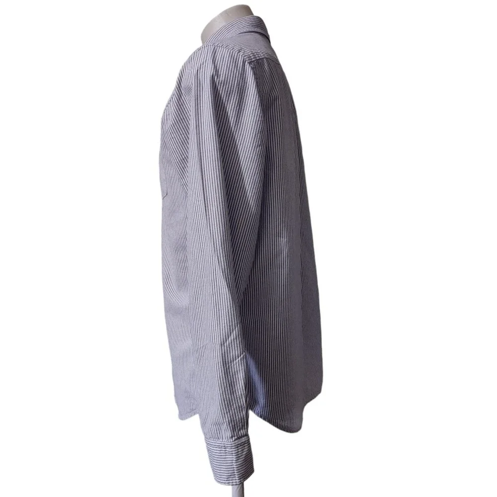Banana Republic Shirt Men's Large Camden Fit Blue Striped Long Sleeve‎ Button Up